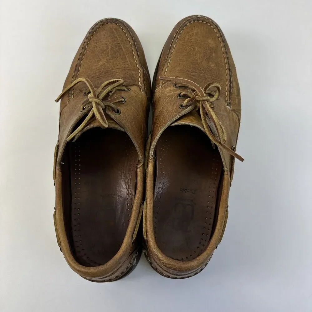 Allen Edmonds Pueblo Boat Shoe Hand Sewn 3 Eyelet Leather Brown Laces Mens 11 D